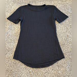 Lululemon Black Ribbed Hold Tight Short Sleeve - Size 2